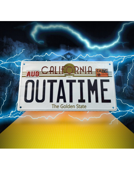 Retour vers le Futur panneau métal plaque minéralogique Outatime FANATTIK