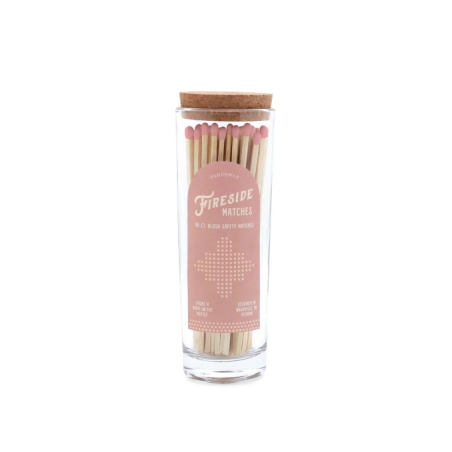 Grandes Allumettes Pot en Verre Fireside Tall Safety Matches - Blush Pink Tip PADDYWAX