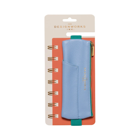 Trousse pour Carnet Vegan Leather Pen Pouch - Light Blue + Green DESIGNWORKS INK