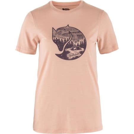 T-shirt Femme Abisko Mérinos Manches Courtes Fox 302-357 Chalk Rose-Port FJÄLLRÄVEN
