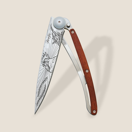 Couteau Deejo 37g Titane/Bois Corail, Cocorico