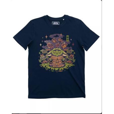 T-shirt Grogu Zen - Dessin Baby Yoda Méditation Navy GRAFITEE