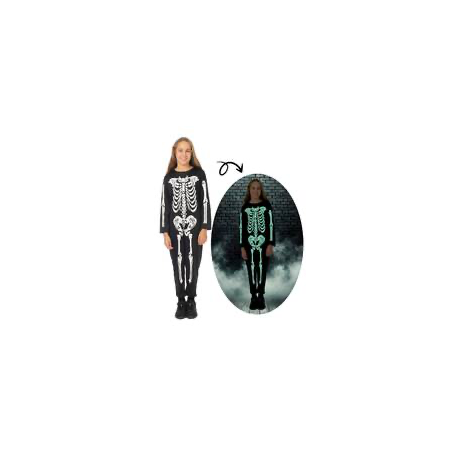 Costume squelette - phosphorescent - enfant - 10/12 ans