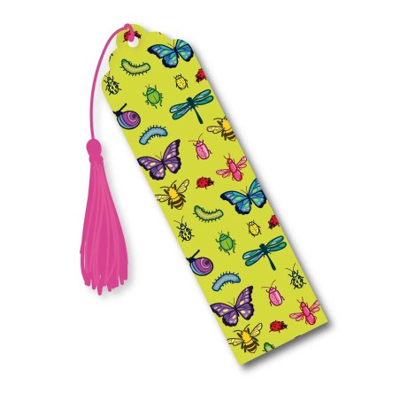 Marque-page motifs insectes avec pompon rose