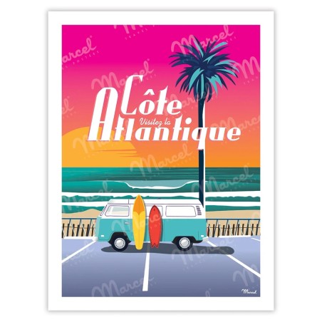 AFFICHE 30X40 - COTE ATLANTIQUE VAN SUNSET