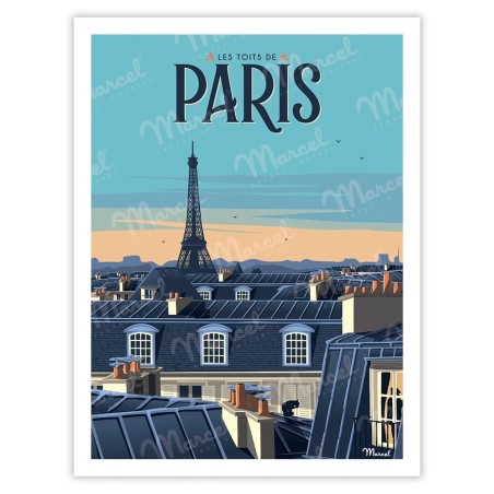 AFFICHE 30X40 - PARIS LES TOITS