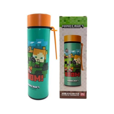 MINECRAFT - Boom - Bouteille Hot & Cold Isotherme +Thermomètre 450 ml PUCKATOR