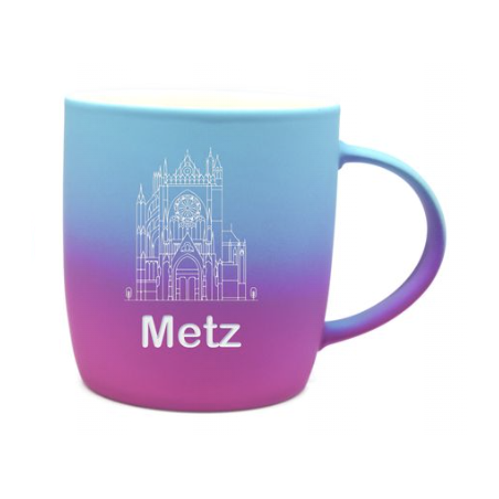 MUG GOMME BICOLORE VIOLET BLEU CATHEDRALE METZ