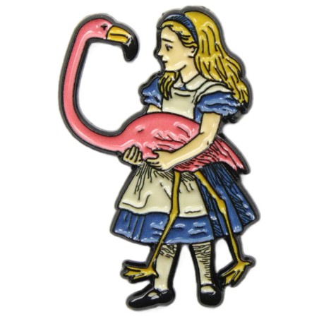 Pin's émaillé - Les Aventures d'Alice au pays des merveilles avec flamant rose