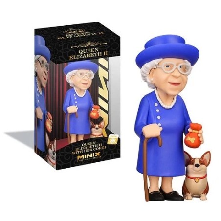 CELEBRITY - Reine Elizabeth II avec son Corgi - Figurine Minix 12cm