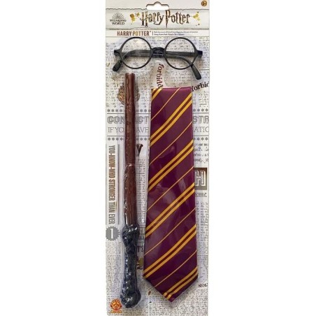 HARRY POTTER - Lunettes + Baguette + Cravate - Set d'accessoires