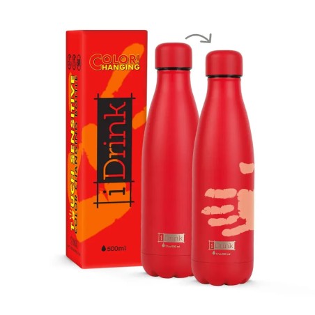 Bouteille isotherme rouge à changement de couleur de 500 ml