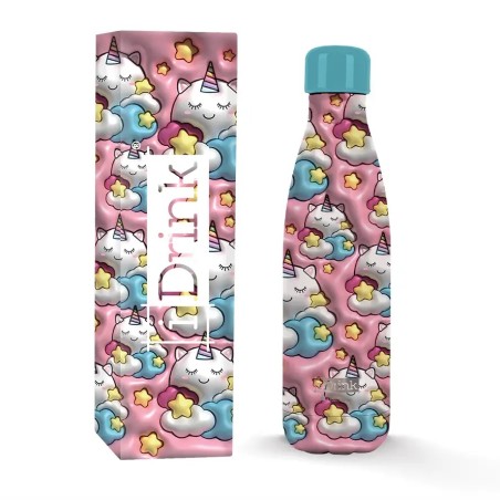 Bouteille thermos 500 ml avec motif licorne 3D