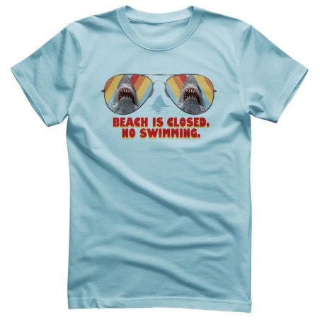 Jaws Shades - T-shirt Beach is Closed No swimming Bleu