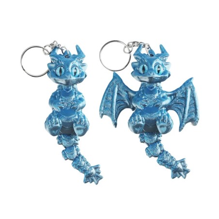 Porte-clés dragon articulé bleu