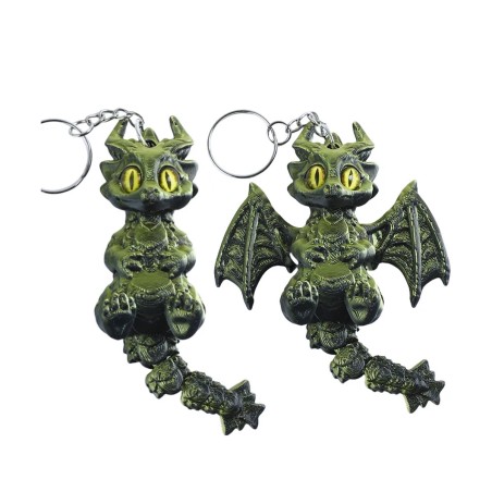 Porte-clé articulé dragon irisé vert