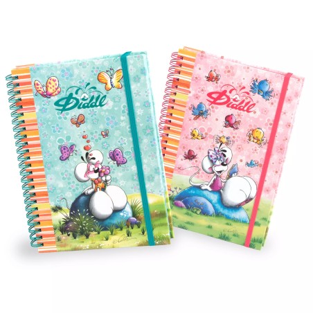 Cahier à spirale A5 élastique à paillettes Diddl