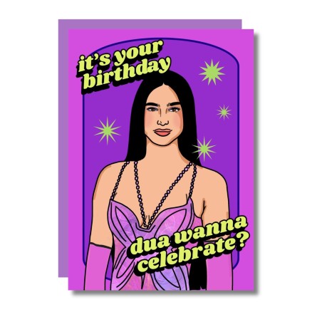 Dua, tu veux faire la fête ? Carte d'anniversaire drôle Pop Girl