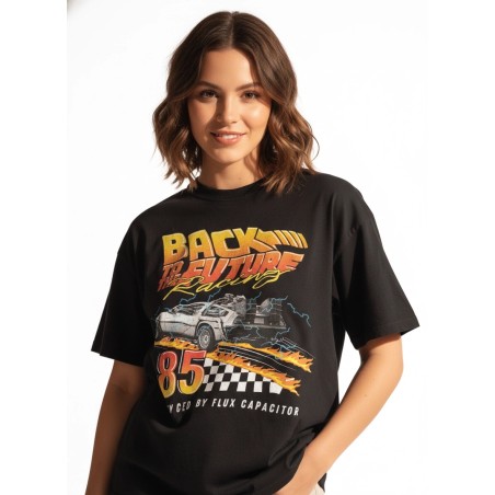 T-shirt Back to the Future ? Modèle Racing Officiel, Noir, Année 85