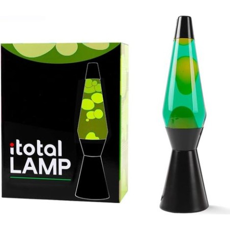 Lampe à Lave LED Spaceship avec base noire et effet jaune/bleu