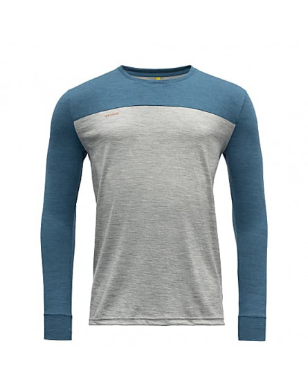T-Shirt Manches Longues Mérinos Norang Man Grey Melange/Blue DEVOLD